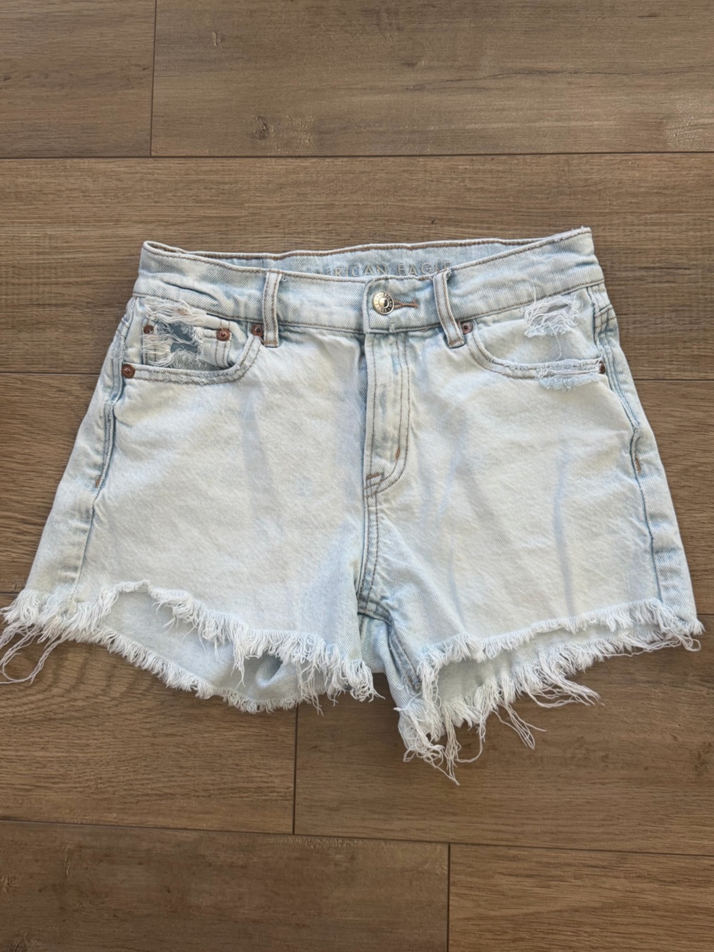 American Eagle Outfitters Light Blue Distressed Denim Shorts